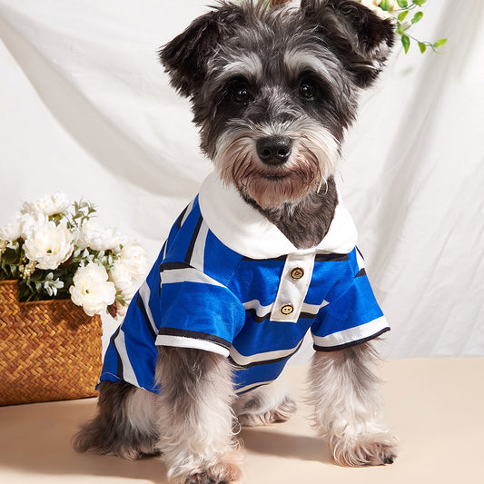 Pet POLO Shirt Blue And White Striped Dog Clothes